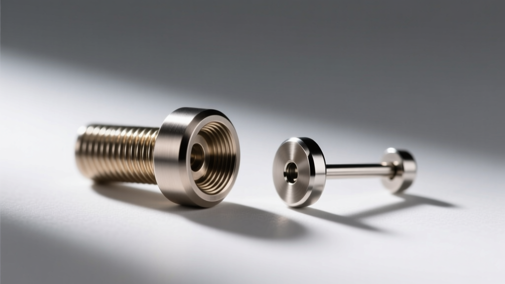 Extreme close-up comparing a thick 16-gauge internally threaded titanium post with a thin 20-gauge friction-back earring post.