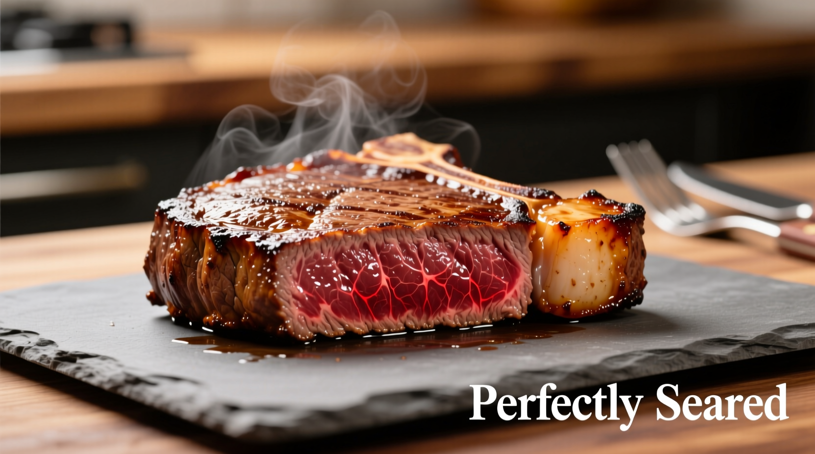 Perfectly seared beef sirloin steak with golden crust