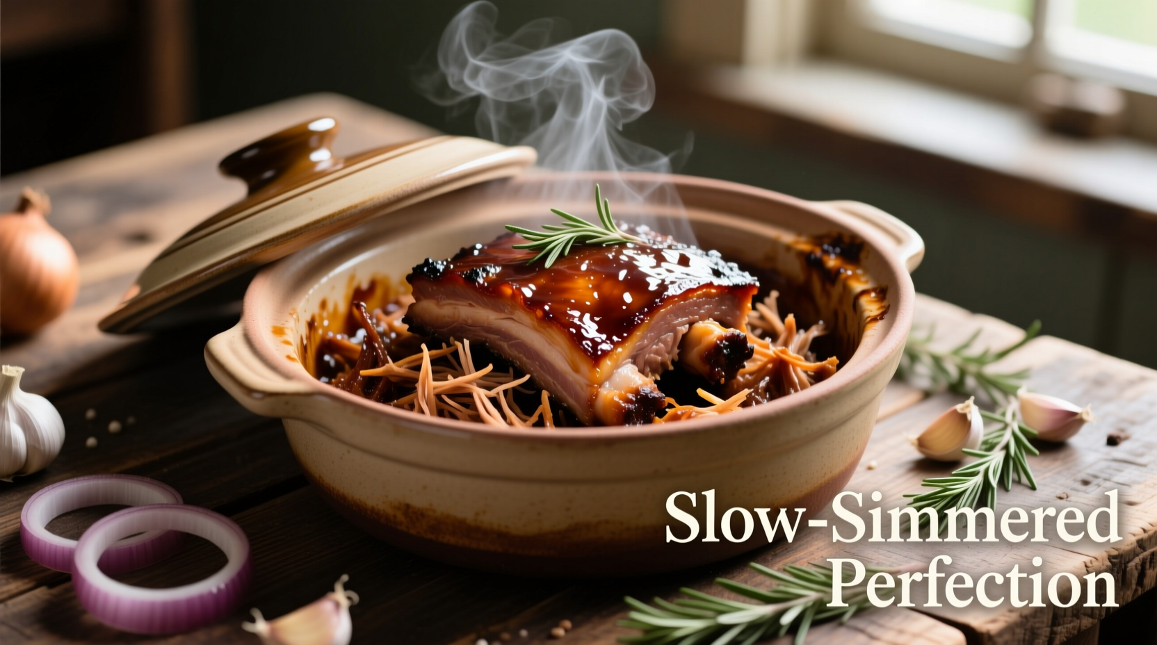 Perfectly cooked pulled pork in crock pot