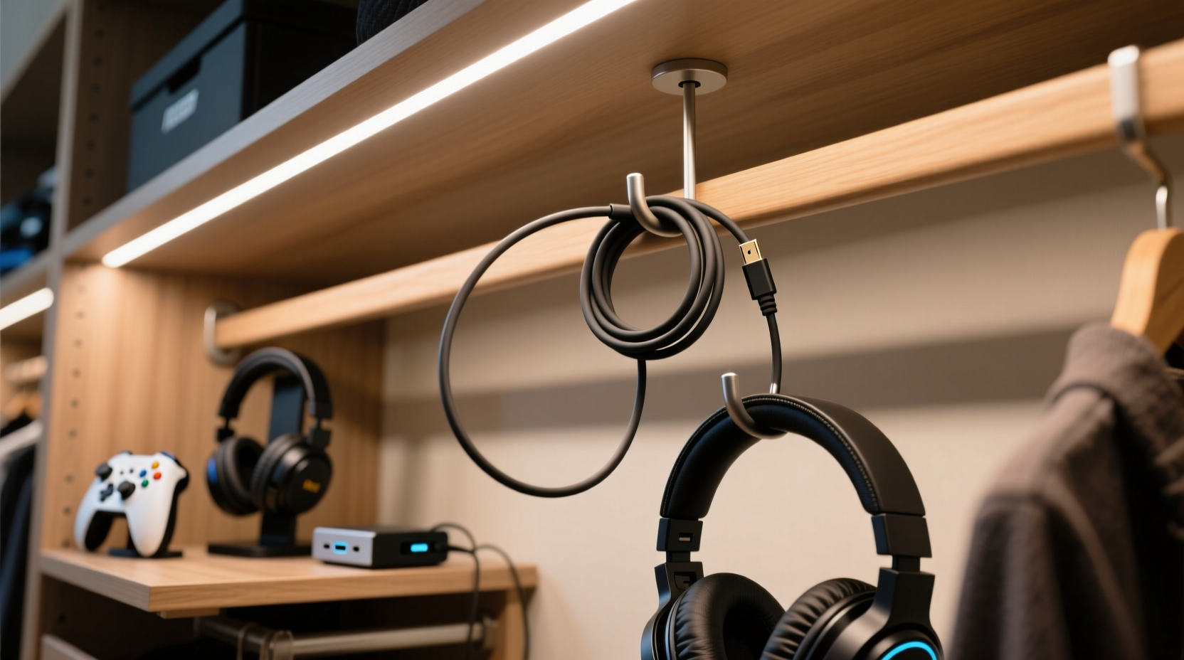 closet organization tips for gaming headset cables