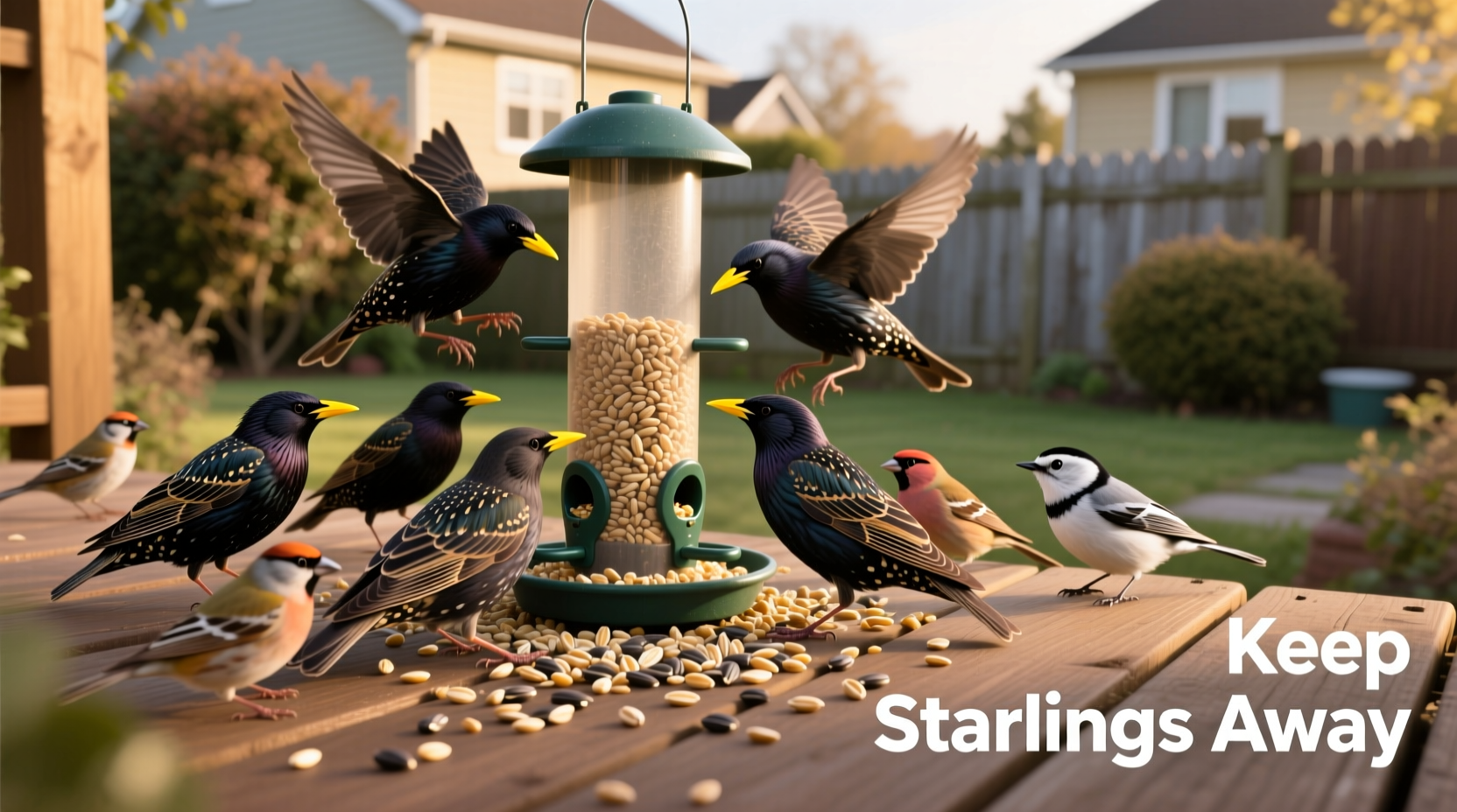 how to keep starlings away from bird feeders