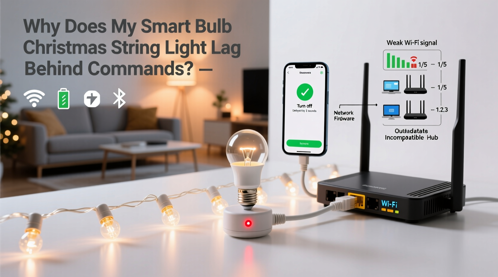 why does my smart bulb christmas string light lag behind commands