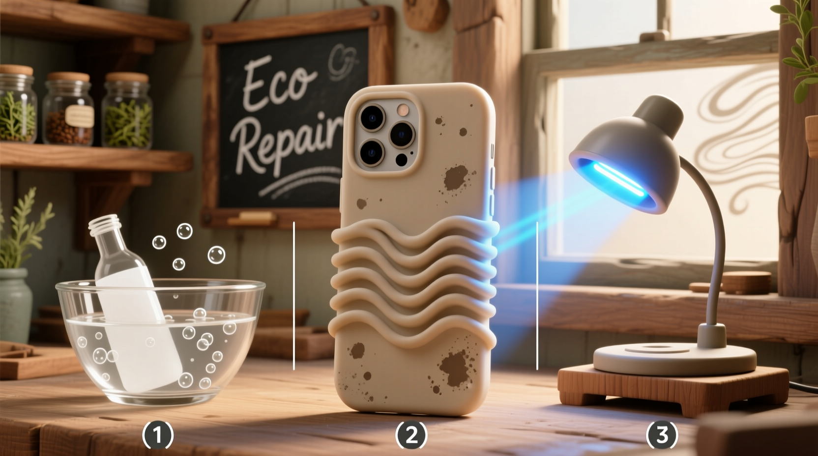 how to clean mildew smelling silicone phone grips