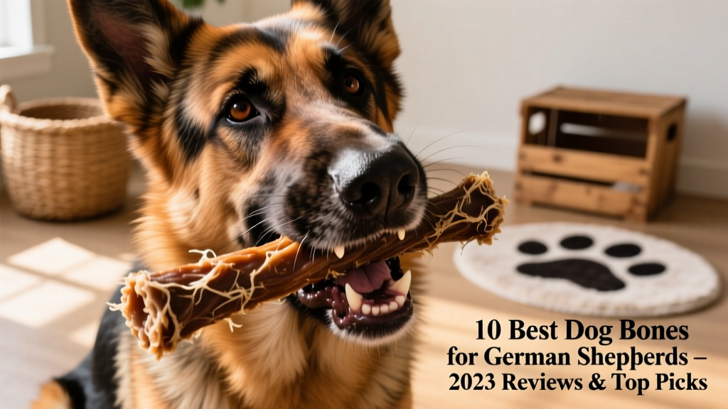 Close-up of a German Shepherd gnawing on a textured rawhide roll