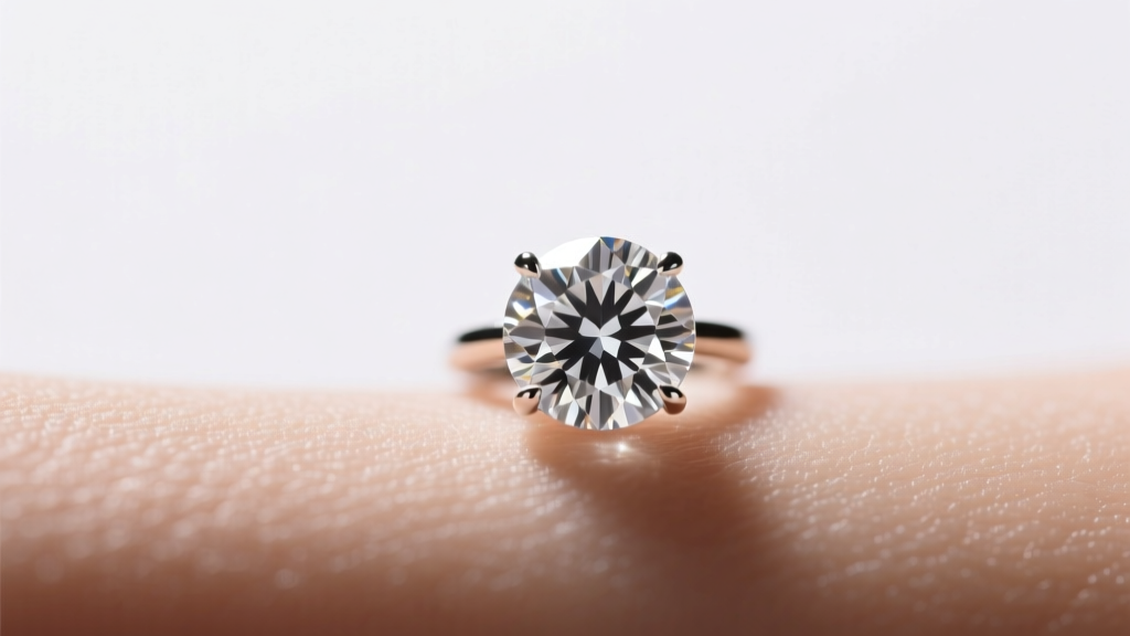 Close-up of a round diamond solitaire pendant resting flat on skin, soft studio lighting highlighting brilliant facet reflection.