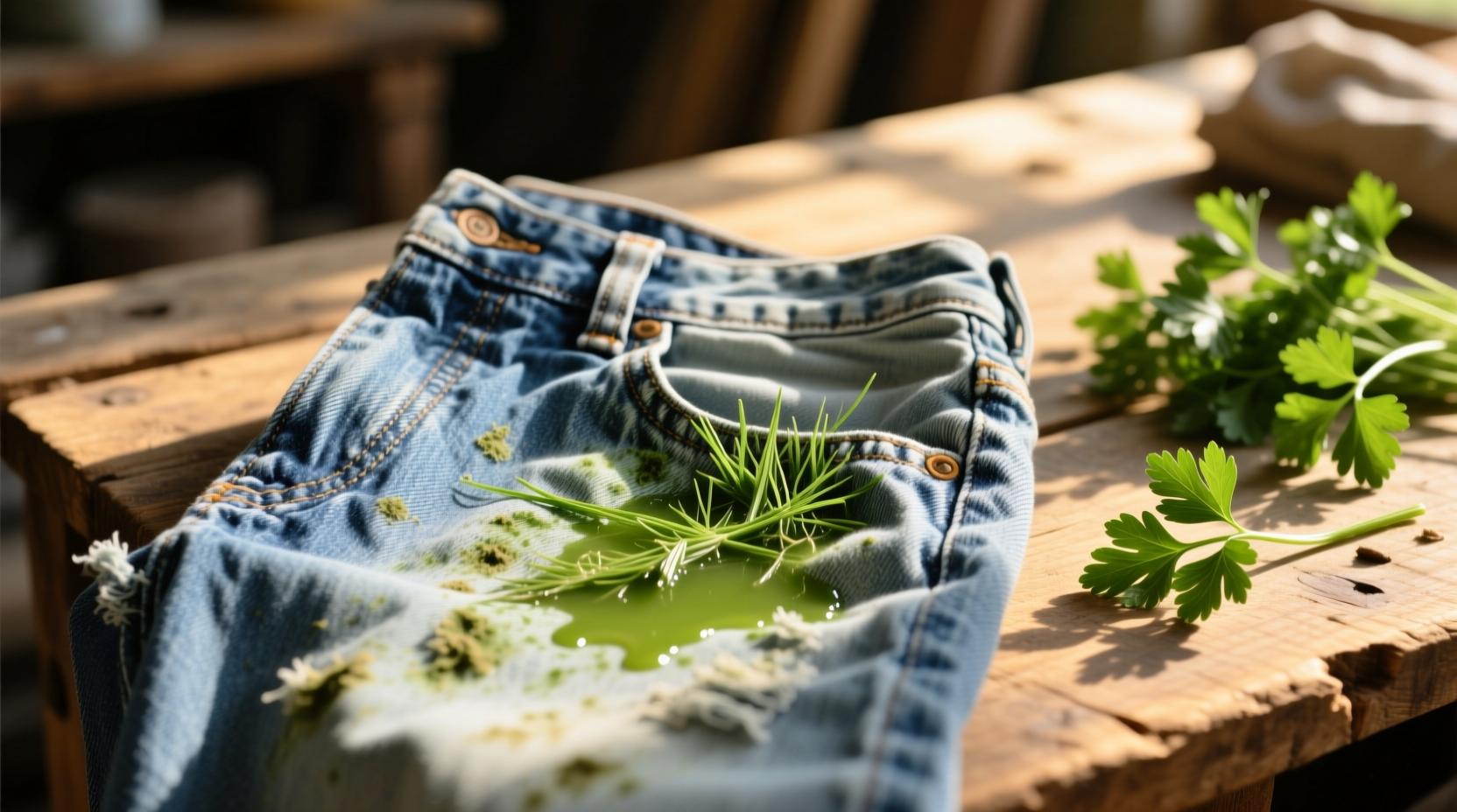 eco friendly grass stain removal for vintage denim