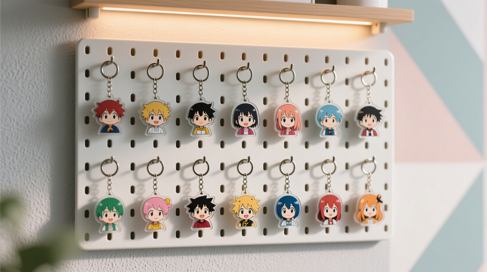anime keychain pegboard organization