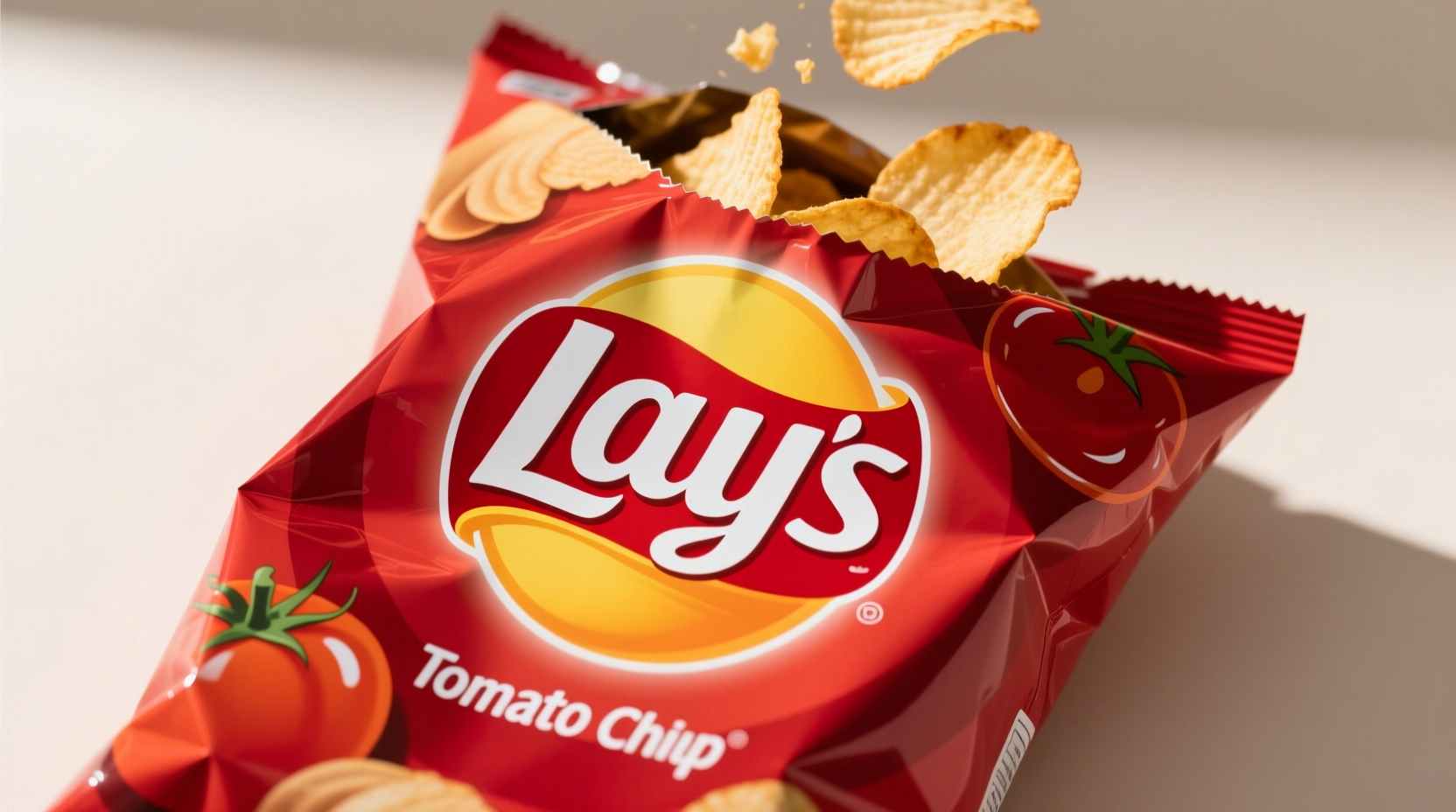 Lay's Tomato Ketchup chips in their distinctive red bag