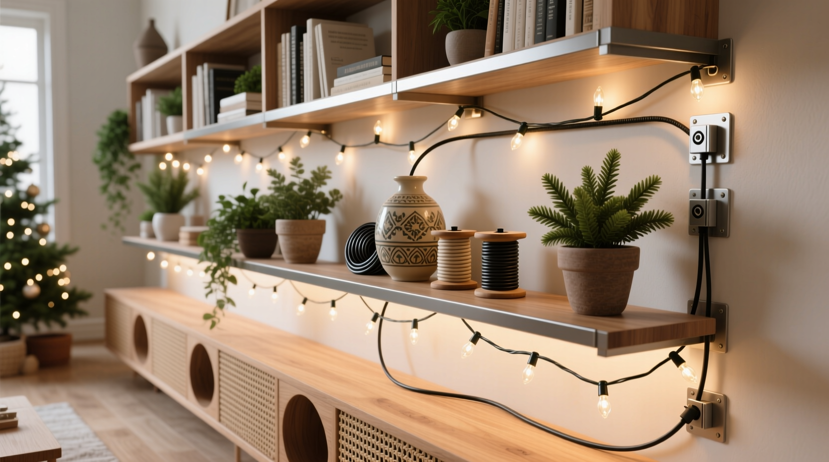 how to hide cords from christmas lights creatively and safely around your home