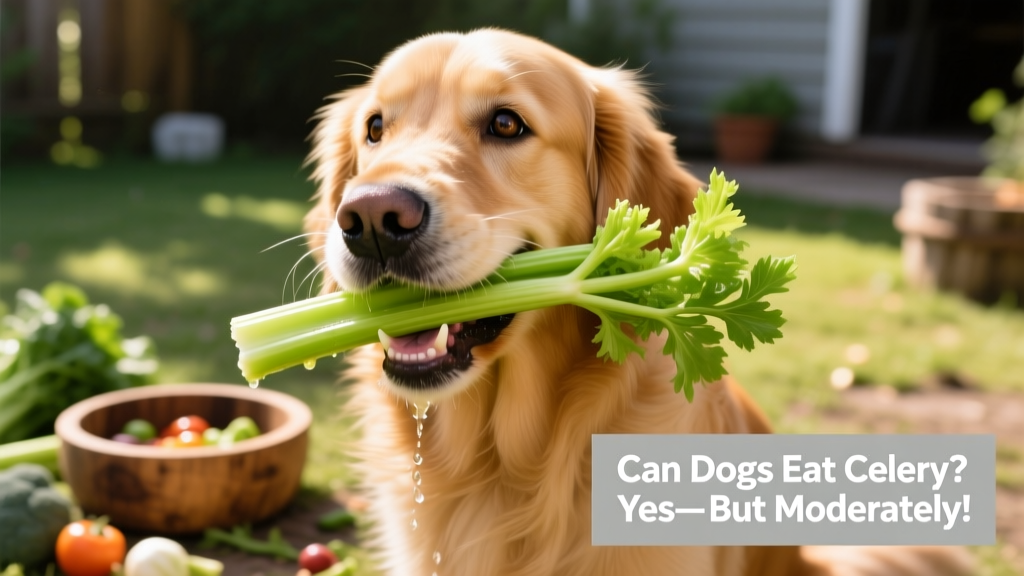 A dog happily munching on small, fresh celery sticks