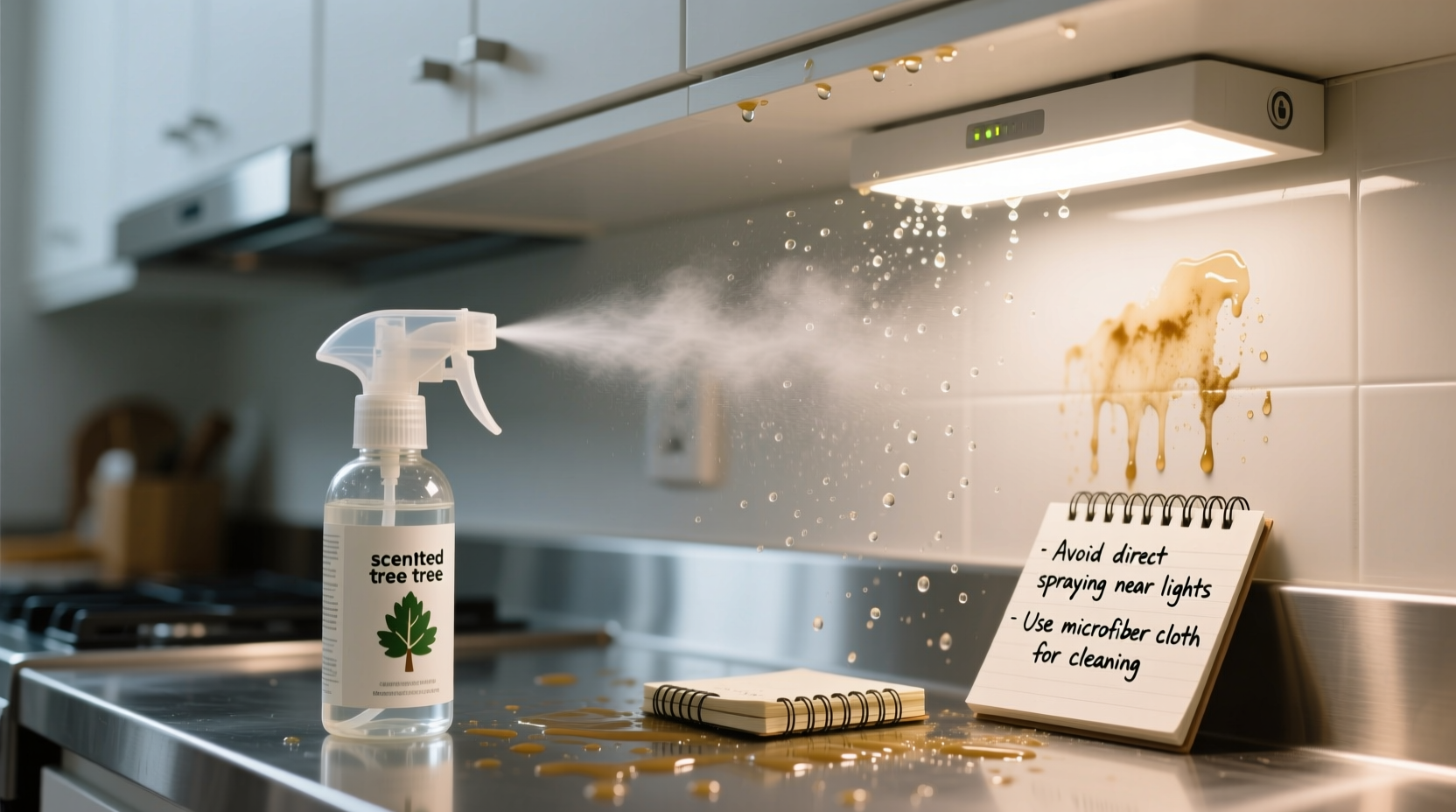 why does my scented tree spray make my lights sticky and how to avoid residue buildup