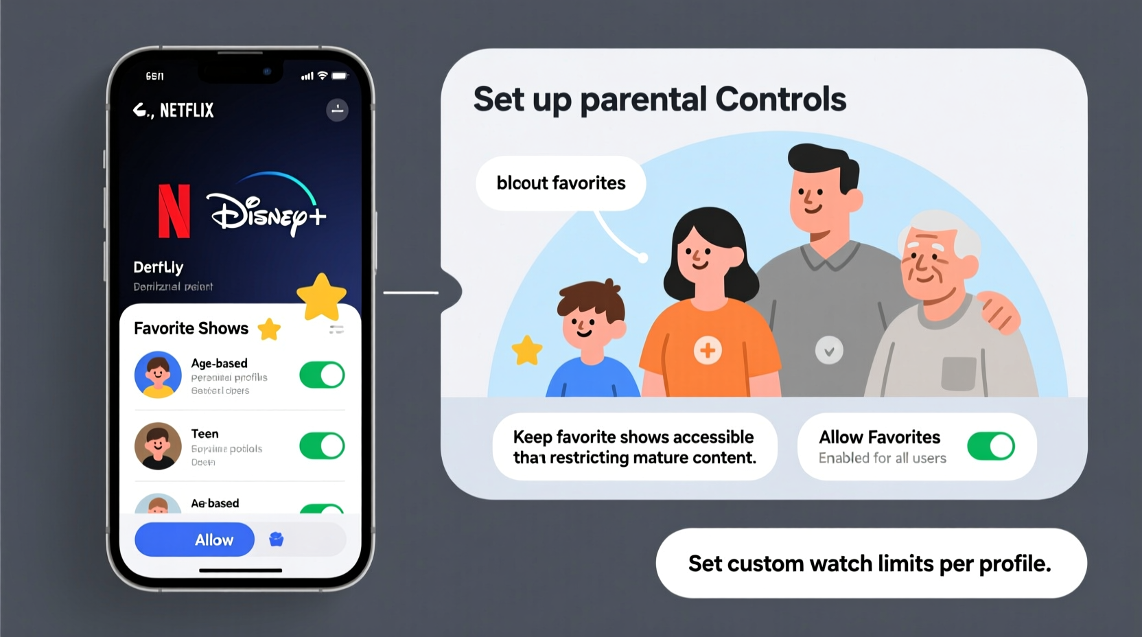 how to set up parental controls on streaming services without blocking favorites