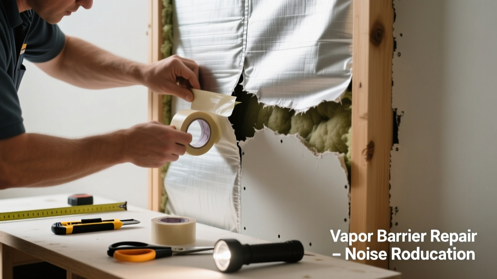 Fixing a Torn Wall Vapor Barrier Causing Noise