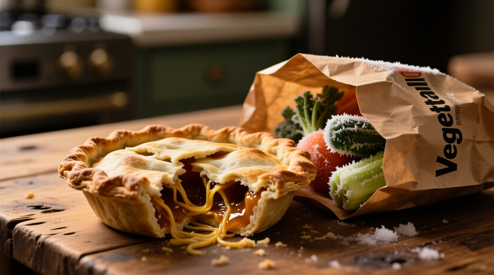 save soft melted pie dough with a bag of frozen vegeta