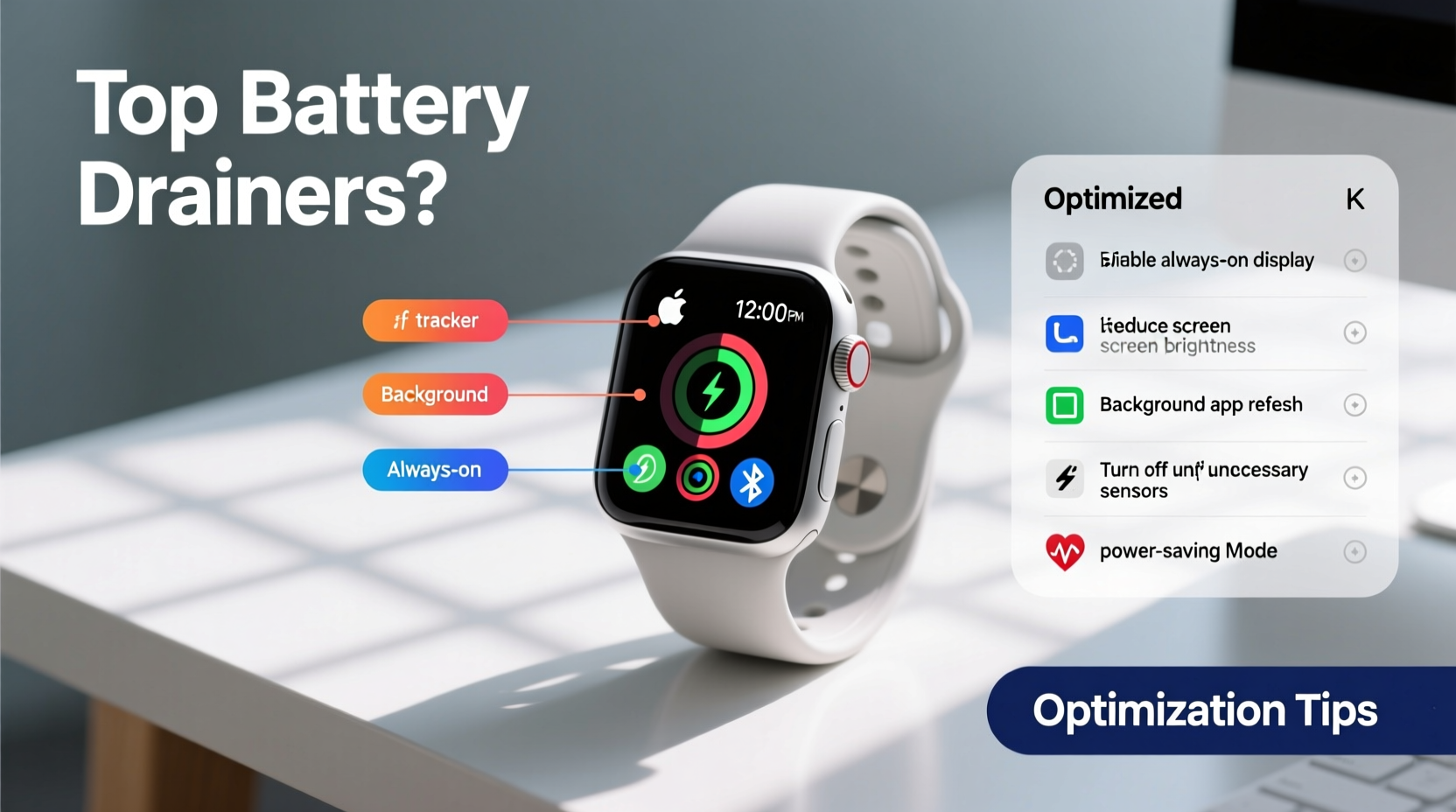 why does my smartwatch battery die by noon optimizing settings