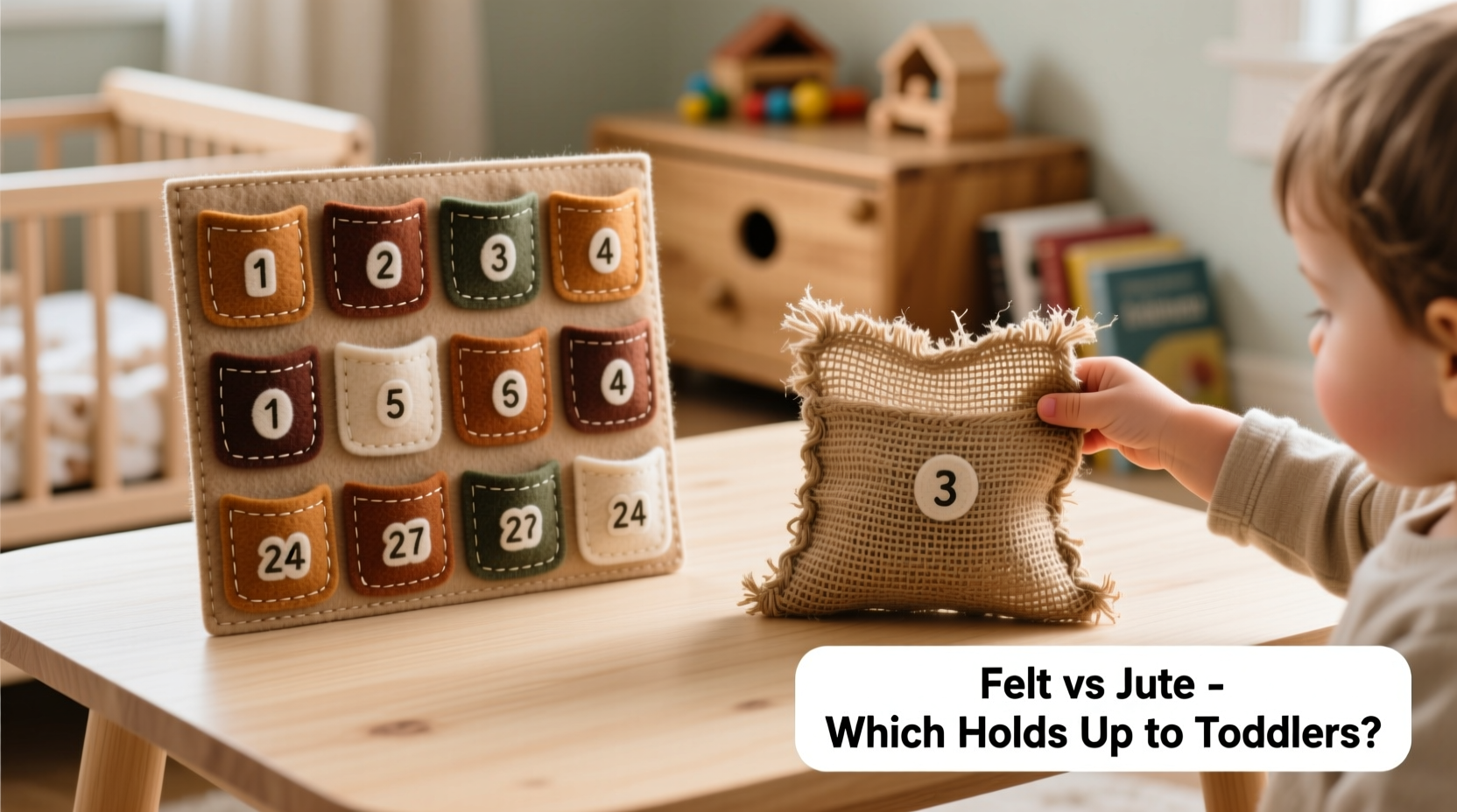 felt advent calendar pockets vs woven jute which holds up to toddler handling
