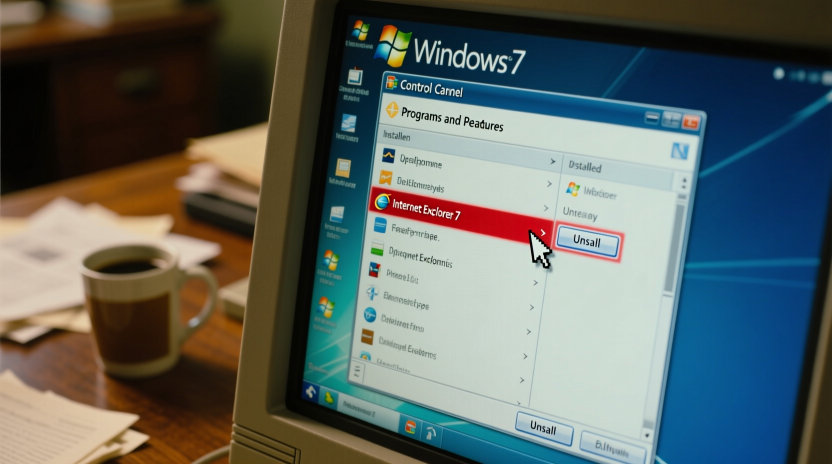 how to uninstall internet explorer 7