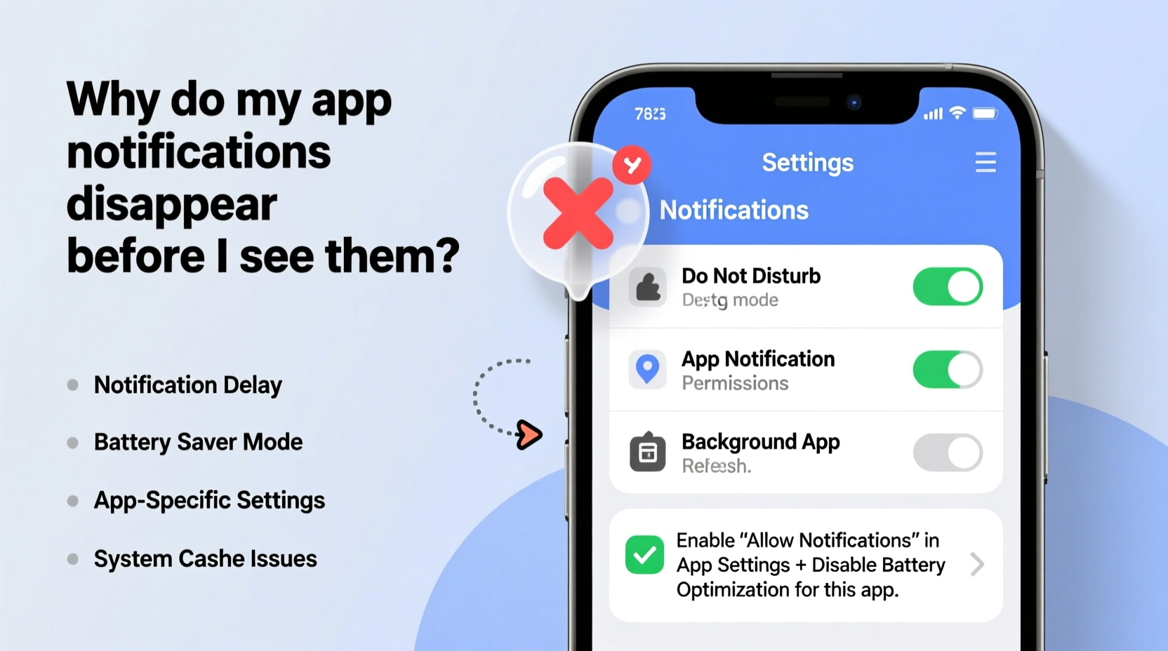 why does my app notifications disappear before i see them settings fix