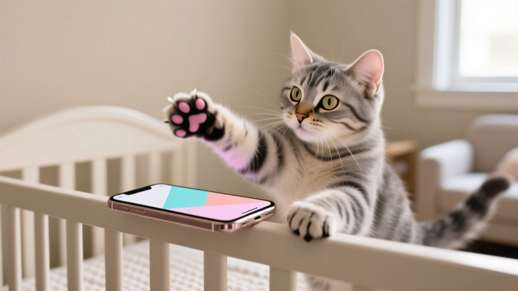 Cat Paw Swatting at the Mobile Above the Crib