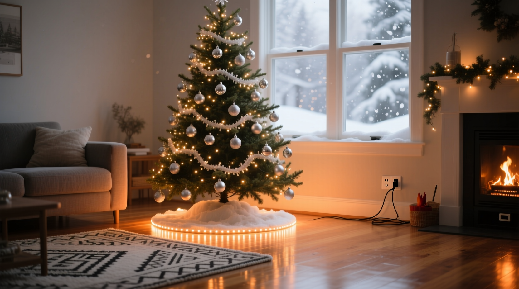 how to create ambient floor lighting around your christmas tree safely