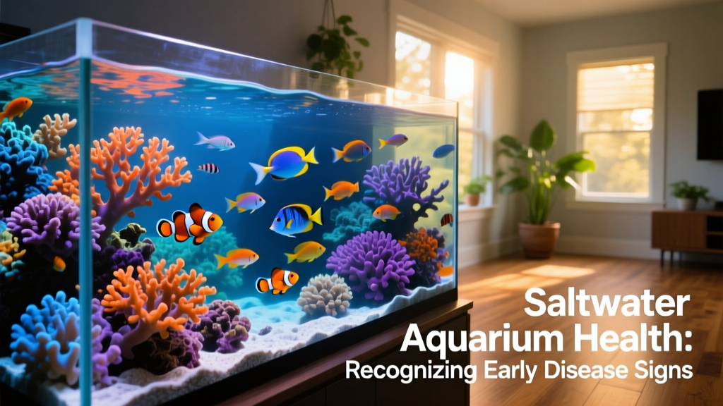 Healthy saltwater aquarium with vibrant coral and active fish