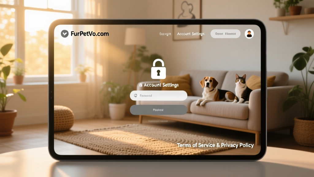Simple graphic showing secure login and account settings interface on FurPetVo.com