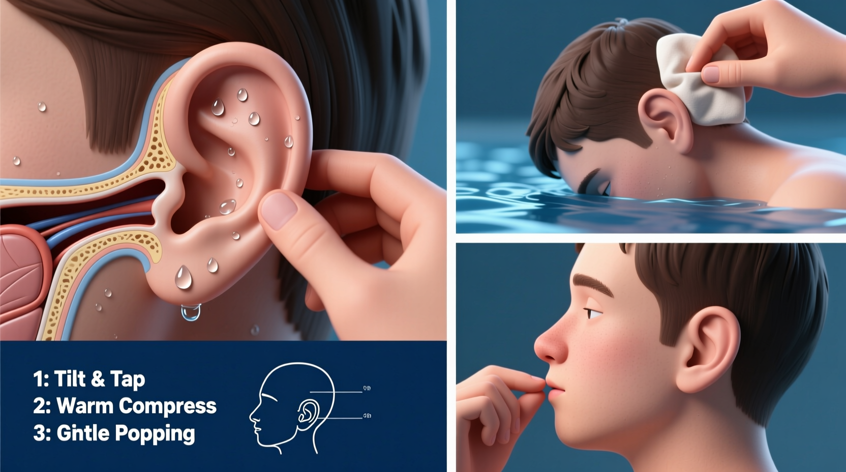 how to safely remove water from ear after swimming at home