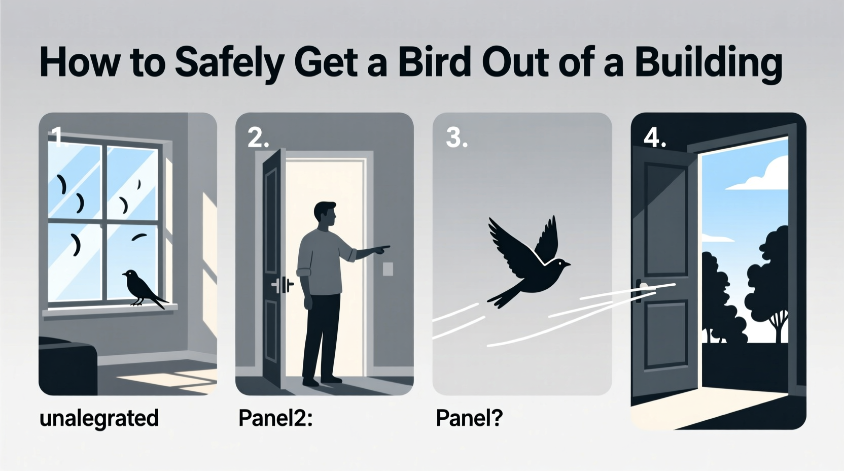 how to get a bird out of a building