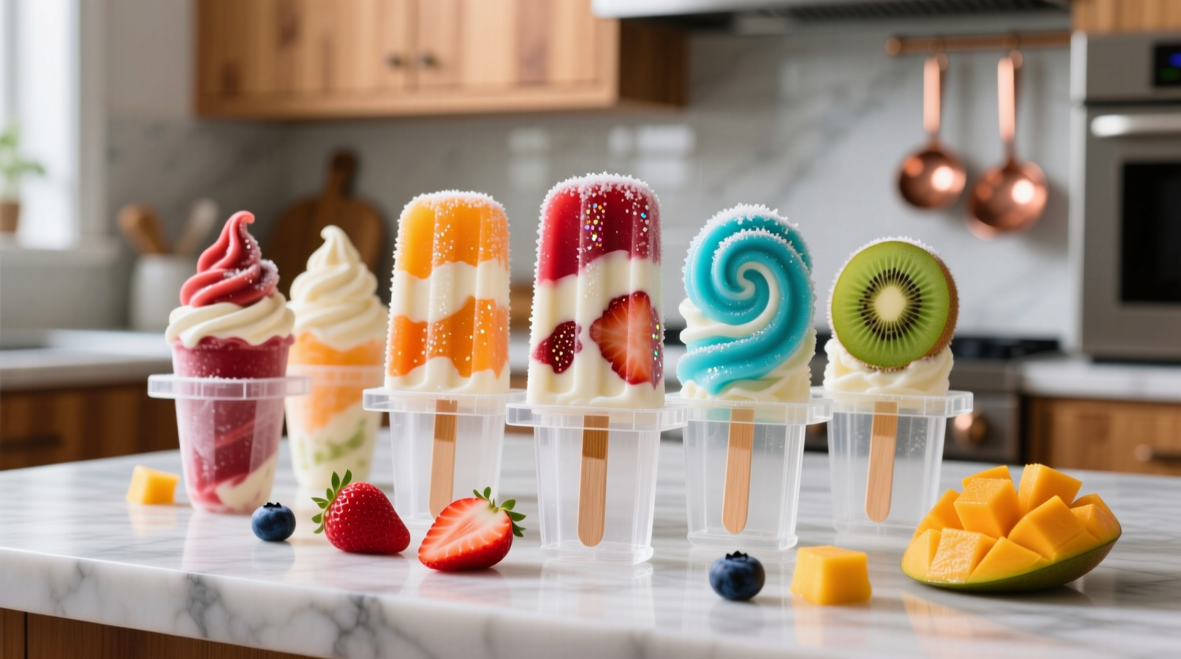 frozen yogurt and fruit pops