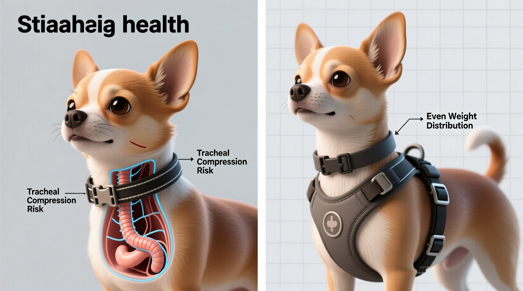 harness vs collar for dogs which is safer for trachea health in small breeds