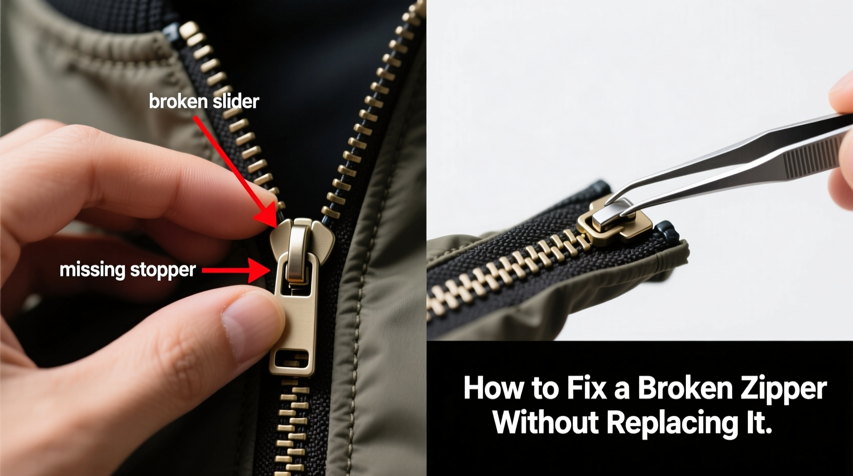how to fix a broken zipper on a jacket without replacing it