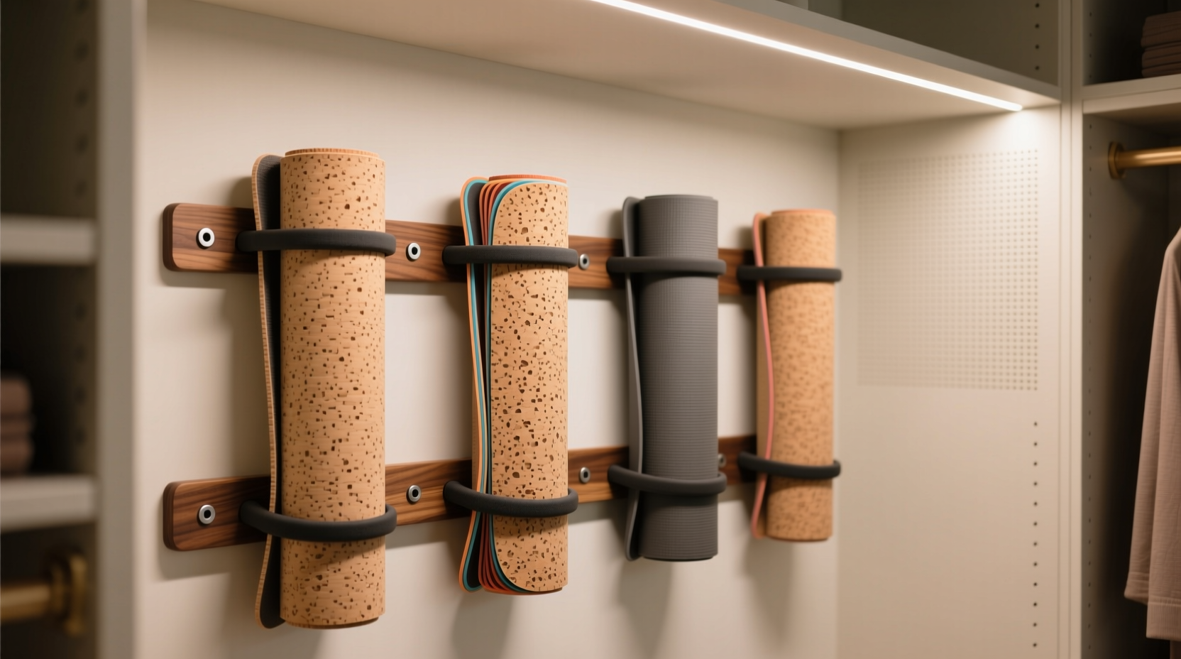 vertical yoga mat storage without warping
