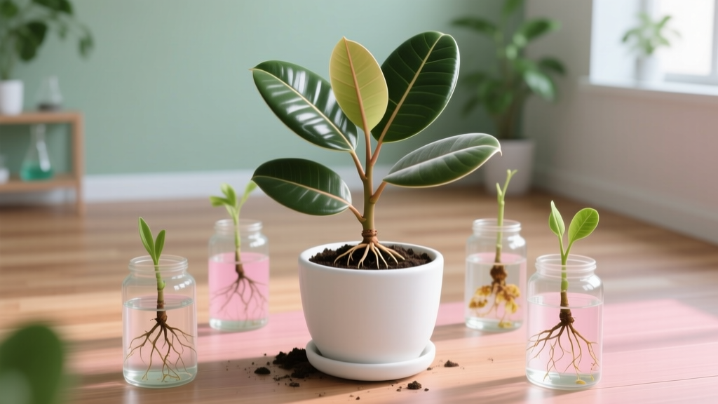 Rubber Plant Propagation in Low Light: 8–16 Weeks