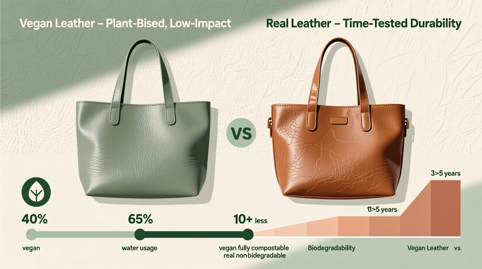 vegan leather tote vs real leather sustainability and longevity compared