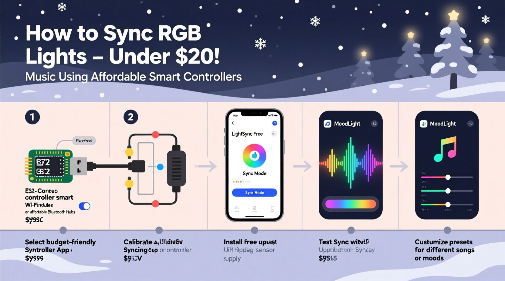 how to sync rgb christmas lights with music using affordable smart controllers