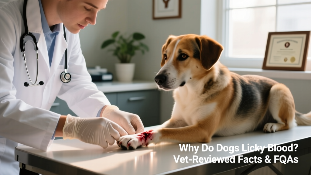 Veterinarian gently examining a dog’s paw wound while wearing gloves, demonstrating safe wound assessment