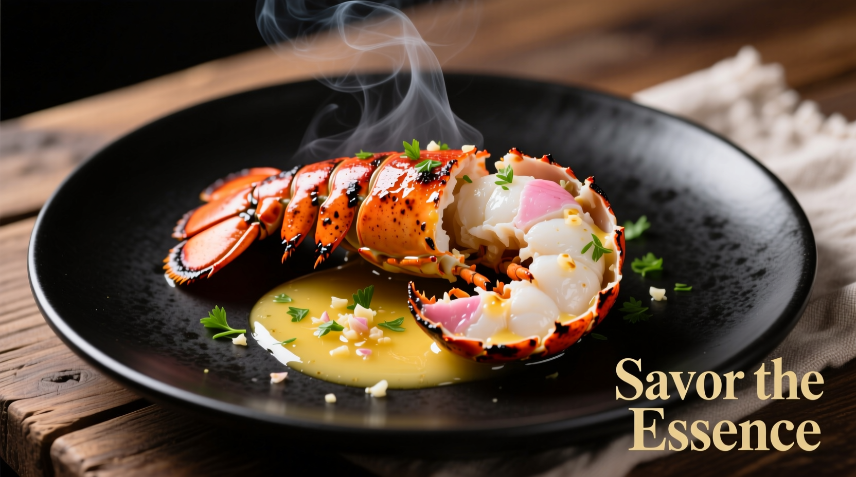 Perfectly broiled lobster tail with garlic butter