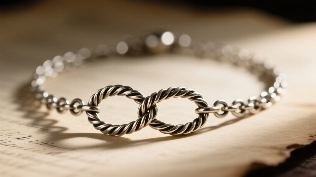 Macro photography of a Victorian slide necklace interior showing the dual-loop threading system and original foxtail chain links.