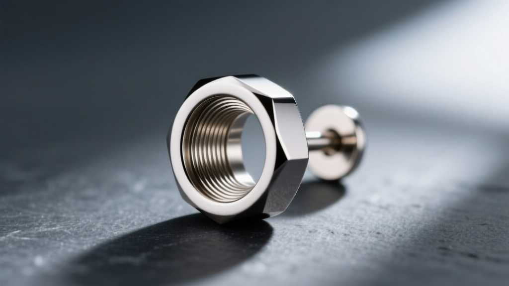 Macro shot of 16-gauge titanium flat back earring post showing internal threading and polished finish against slate background