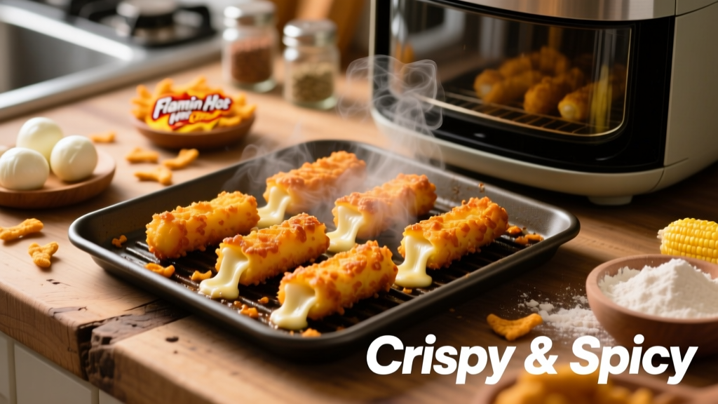 Flamin Hot Cheeto Mozzarella Sticks in Air Fryer