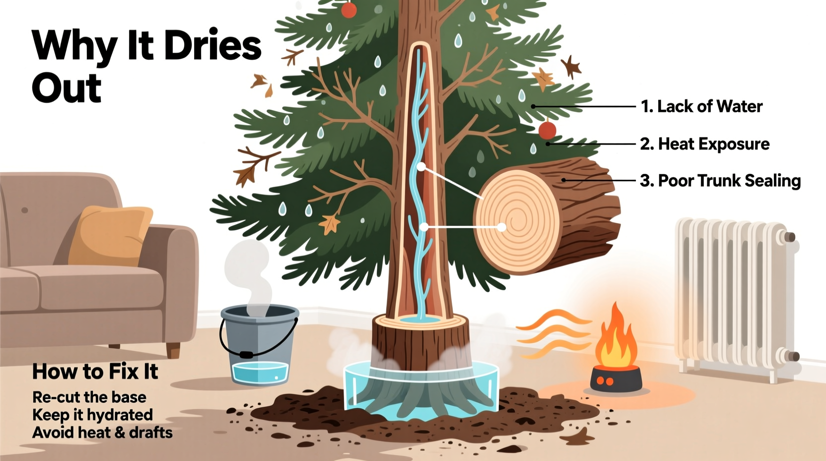 why does my christmas tree keep drying out within days and how to fix it