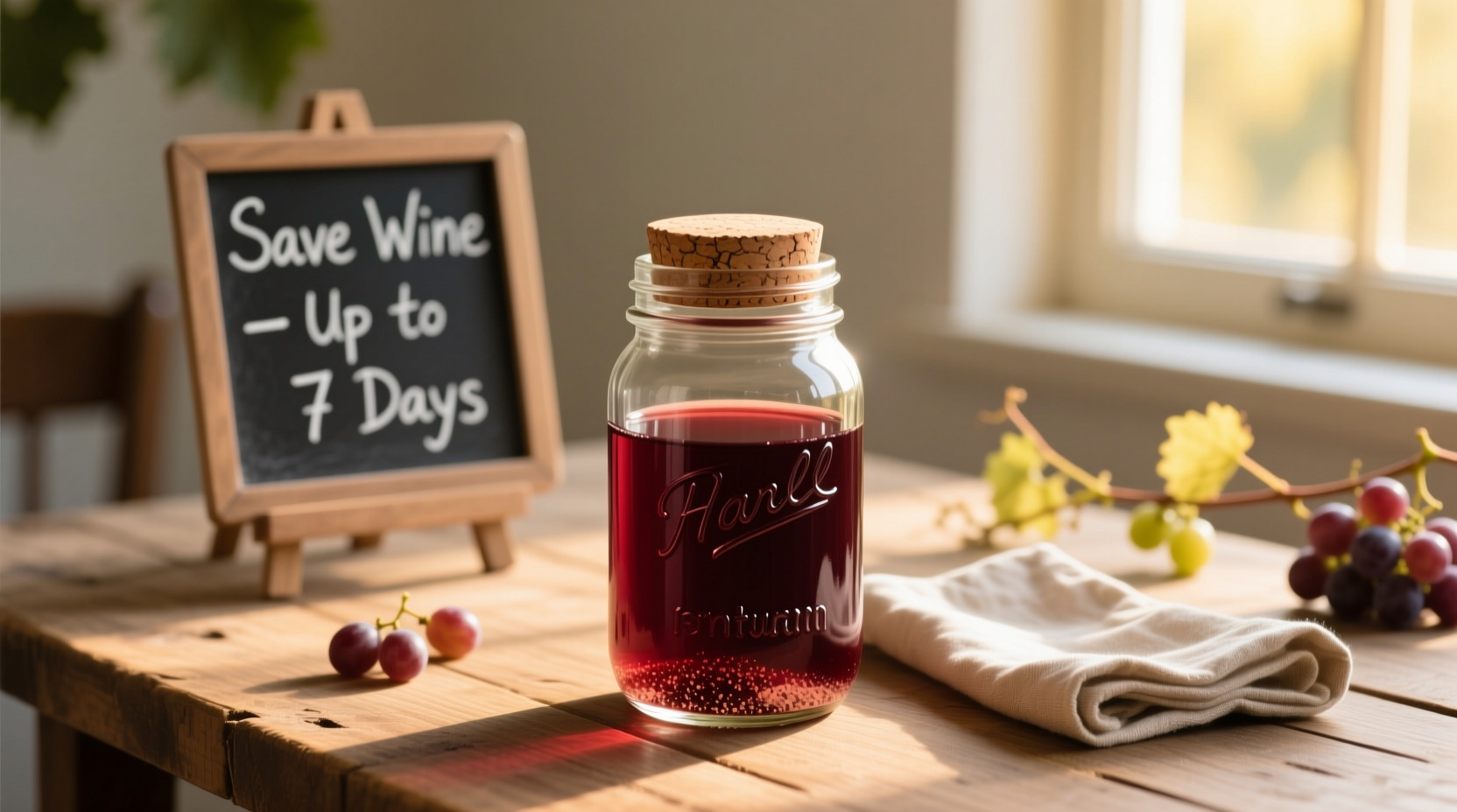 save leftover wine for up to a week in a jar