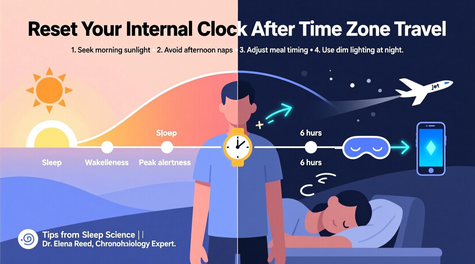 how to reset your internal clock after traveling across time zones