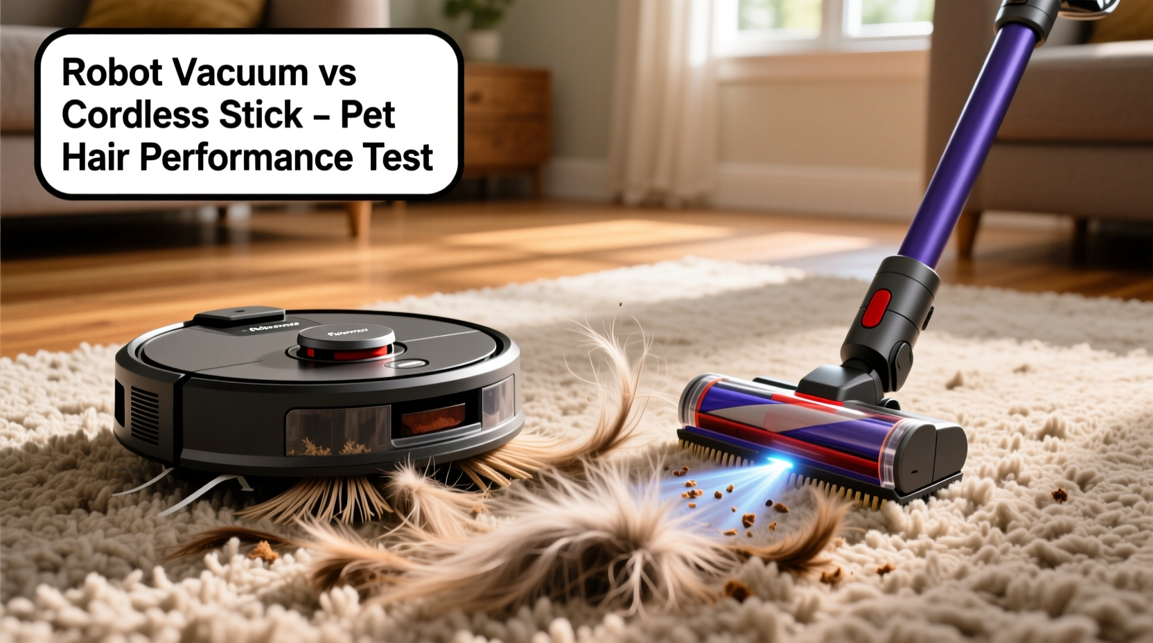 robot vacuum vs cordless stick which handles pet hair better on carpet