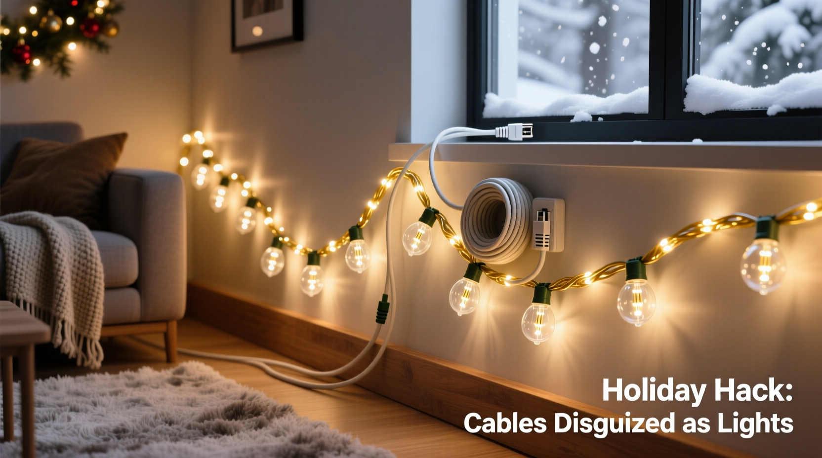 How To Disguise Router Wires As Christmas Light Strands For Cleaner ...