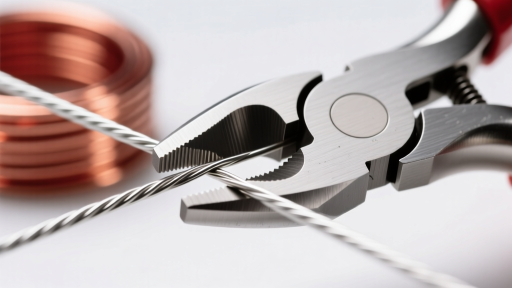 Macro shot of steel flush cutters cleanly snipping 18-gauge sterling silver wire, with blurred copper coils in the background.