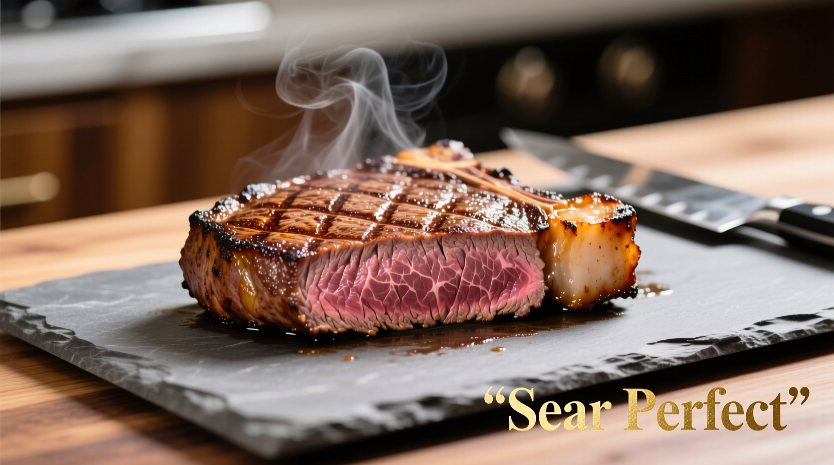 Perfectly seared beef tenderloin steak with golden crust