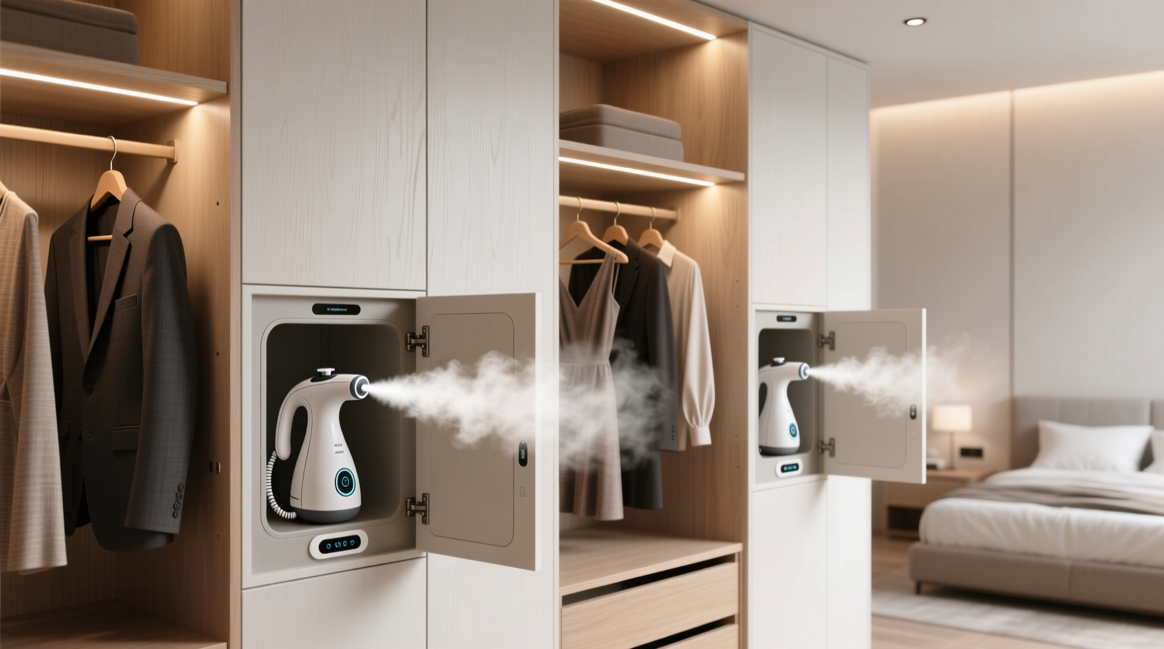 closet organization tips built in steamer integration