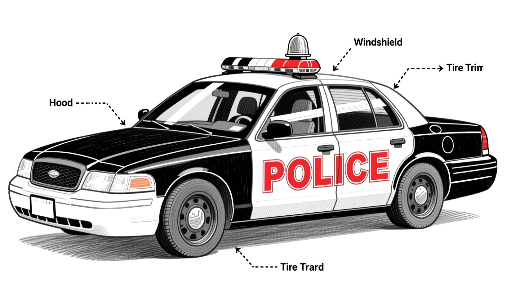 how to draw a cop car
