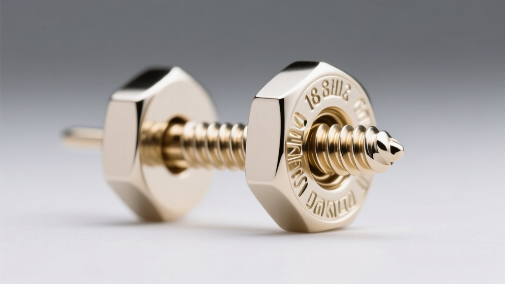 Macro photography of an 18-karat white gold screw-back earring mechanism, highlighting the threaded post and secure locking nut